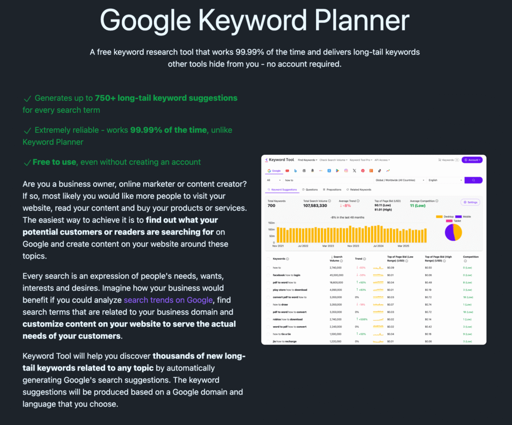 Những giá trị cốt lõi Keywordtool.io mang lại cho người làm Marketing