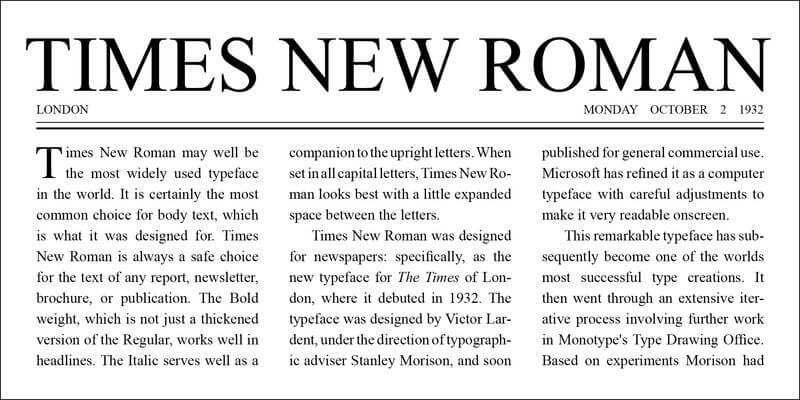 Times New Roman: Vẻ đẹp truyền thống và chính thức